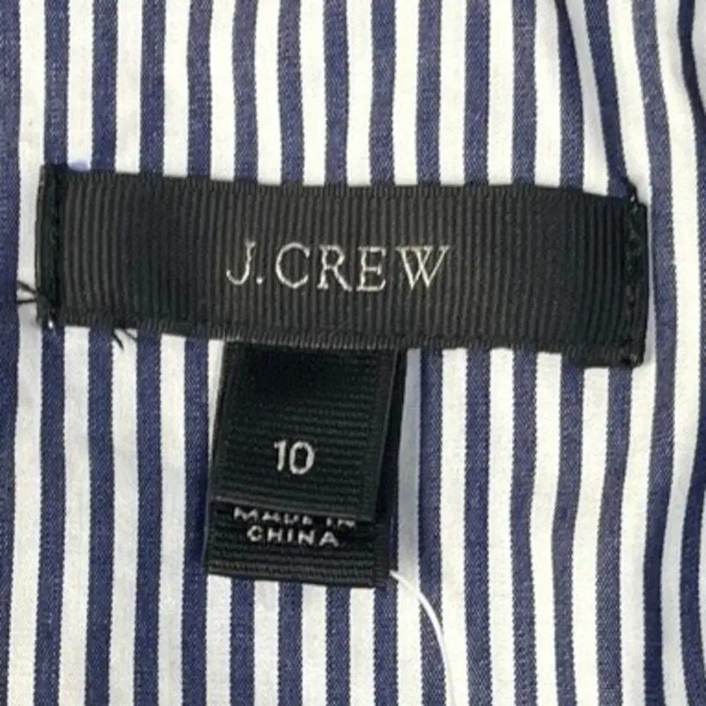 NWT J. Crew Women’s Size 10 Blue/White Striped One Shoulder Ruffle Top